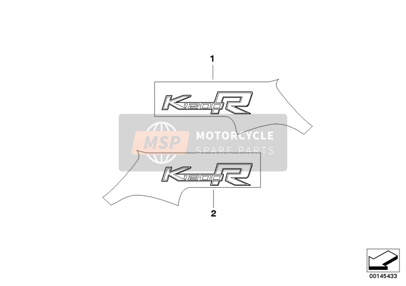 BMW K 1200 R (0584,0594) 2004 Étiquette 2 pour un 2004 BMW K 1200 R (0584,0594)