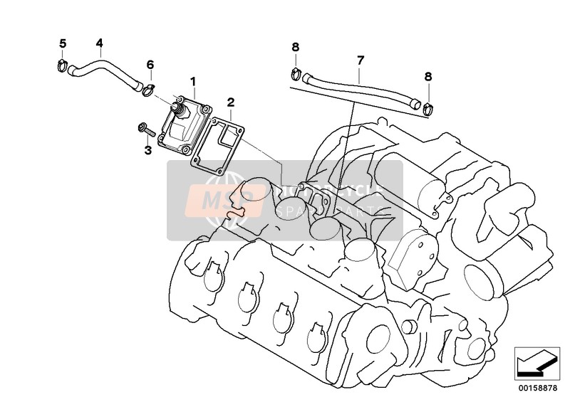 BMW K 1200 R (0584,0594) 2007 Ventilazione del motore per un 2007 BMW K 1200 R (0584,0594)