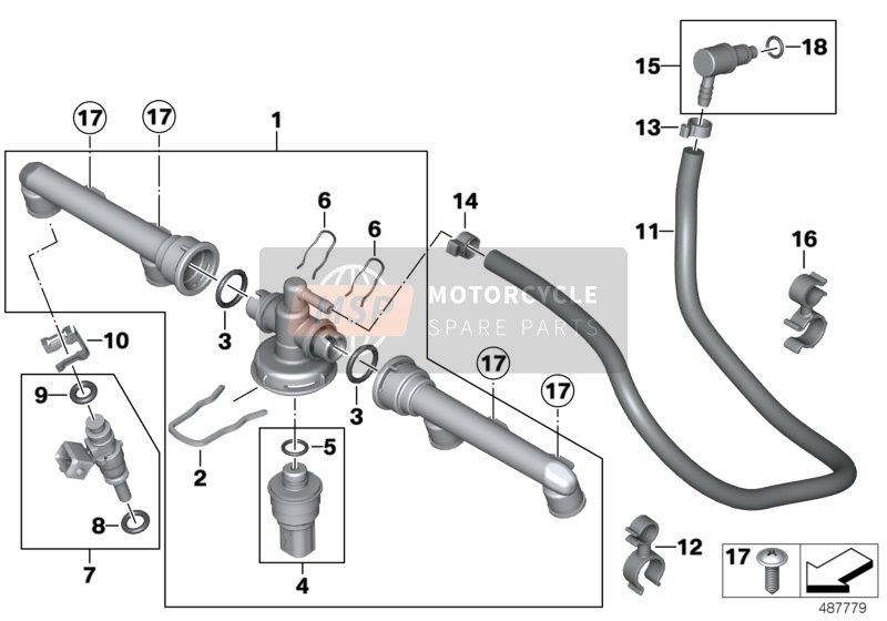 BMW K 1200 R (0584,0594) 2007 VALVES/PIPES OF FUEL INJECTION SYSTEM for a 2007 BMW K 1200 R (0584,0594)