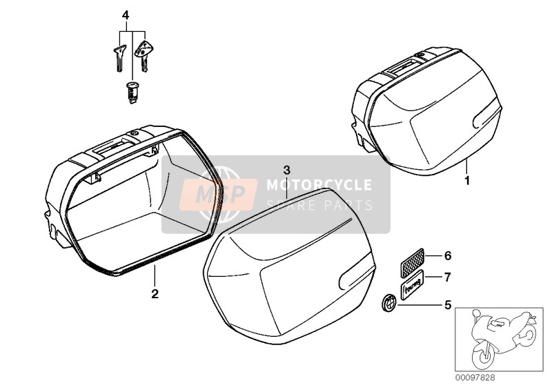 71607652736, Tapa Dcha. Grande P Maleta Sistema, BMW, 1