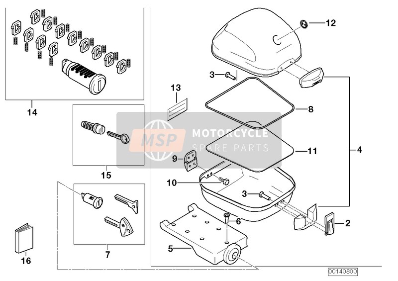 51257688839, Set Of Locks Top Case, BMW, 0