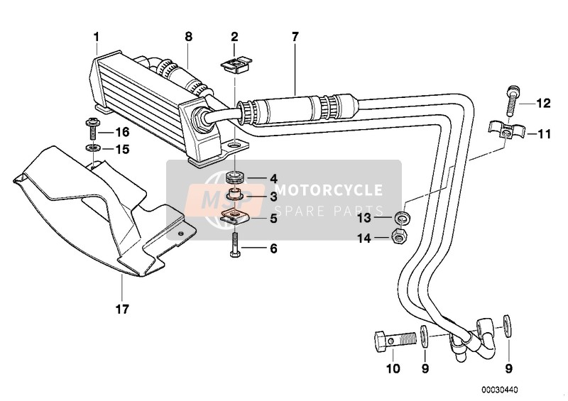 BMW K 1200 RS 01 (0547,0557) 2005 Enfriador de aceite para un 2005 BMW K 1200 RS 01 (0547,0557)