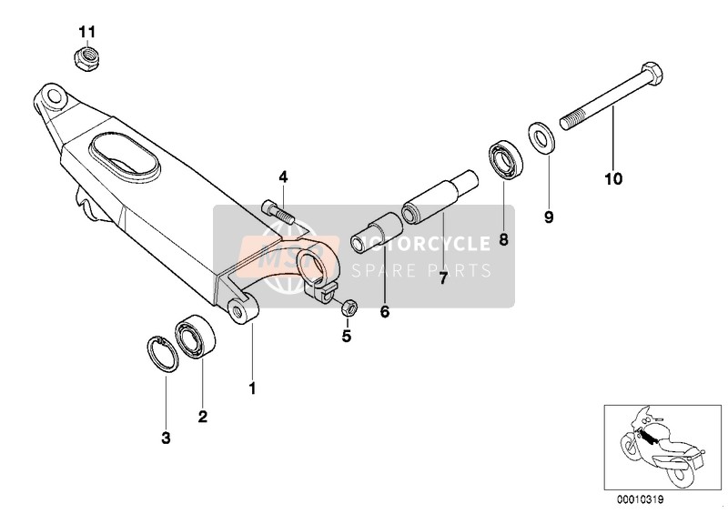 BMW K 1200 RS 01 (0547,0557) 2000 Barra longitudinale per un 2000 BMW K 1200 RS 01 (0547,0557)