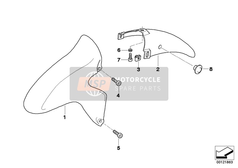 BMW K 1200 RS 97 (0544,0554) 1999 Voorspatbord voor een 1999 BMW K 1200 RS 97 (0544,0554)