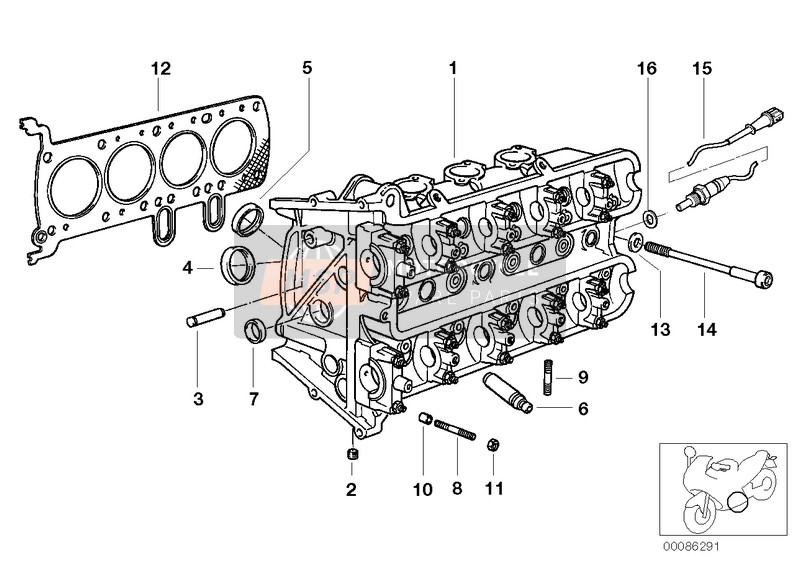 BMW K 1200 RS 97 (0544,0554) 2001 CYLINDER HEAD for a 2001 BMW K 1200 RS 97 (0544,0554)