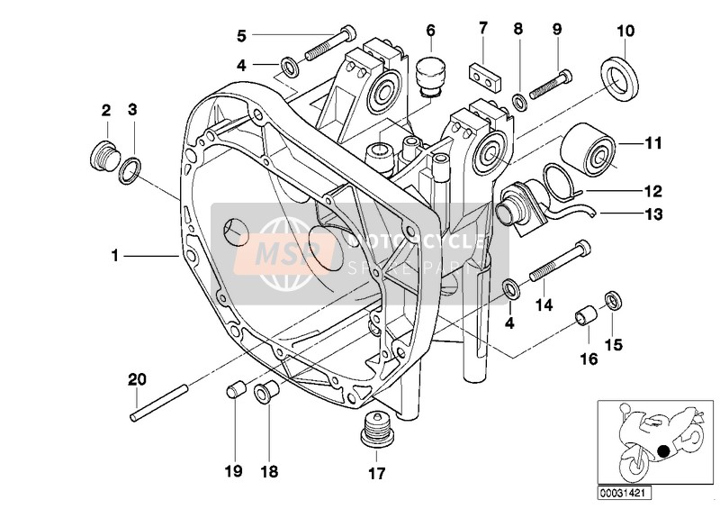 BMW K 1200 RS 97 (0544,0554) 2000 Transmission housing/mount. Parts/gaskets for a 2000 BMW K 1200 RS 97 (0544,0554)