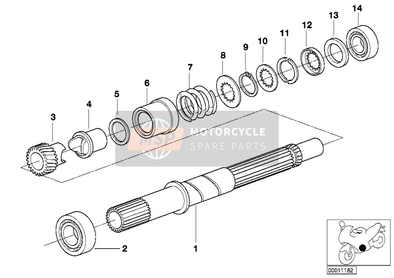 BMW K 1200 RS 97 (0544,0554) 2001 Arbre d'entraînement de transmission pour un 2001 BMW K 1200 RS 97 (0544,0554)