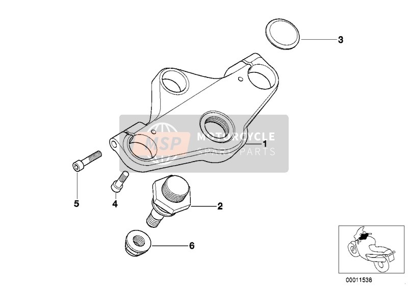 BMW K 1200 RS 97 (0544,0554) 2005 Puente horquilla superior para un 2005 BMW K 1200 RS 97 (0544,0554)