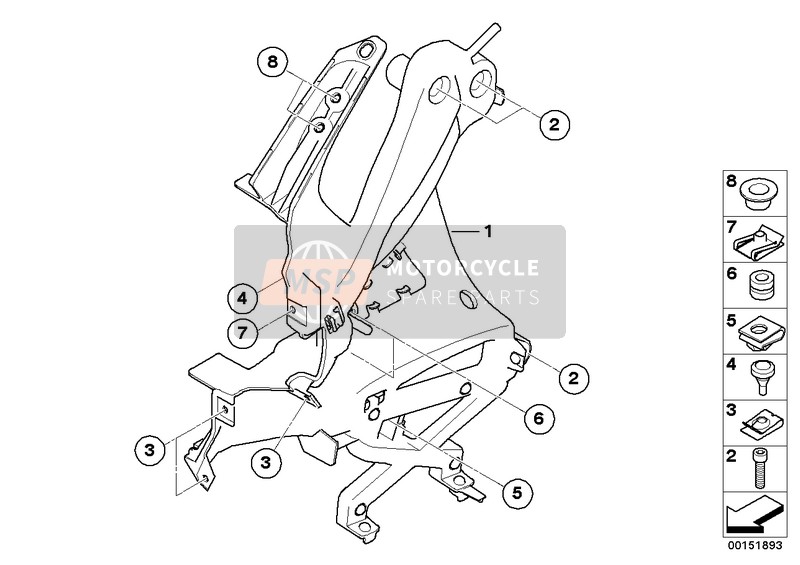 BMW K 1200 S (0581,0591) 2003 Bevestiging voorkantbekleding voor een 2003 BMW K 1200 S (0581,0591)