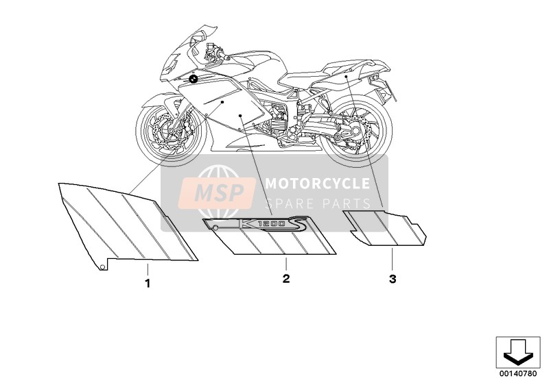 BMW K 1200 S (0581,0591) 2008 Etiquette adhésive 969 2 pour un 2008 BMW K 1200 S (0581,0591)