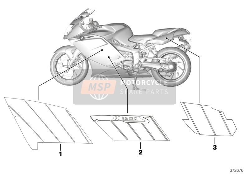 BMW K 1200 S (0581,0591) 2003 STICK-ON LABEL 969 1 for a 2003 BMW K 1200 S (0581,0591)