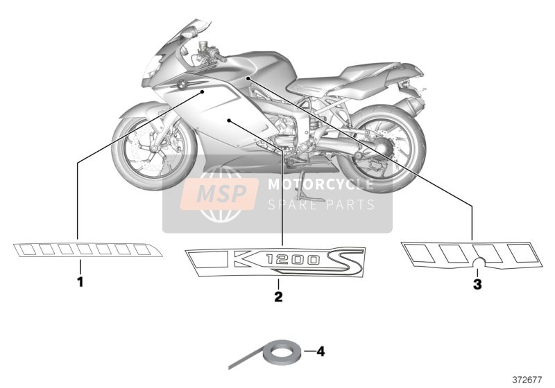 BMW K 1200 S (0581,0591) 2003 STICK-ON LABEL 968 1 for a 2003 BMW K 1200 S (0581,0591)