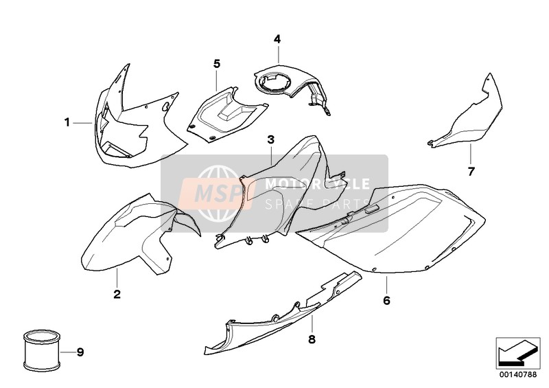 BMW K 1200 S (0581,0591) 2004 PAINT.PARTS 968 INDIGO-BLUE/ALPIN-WHITE for a 2004 BMW K 1200 S (0581,0591)