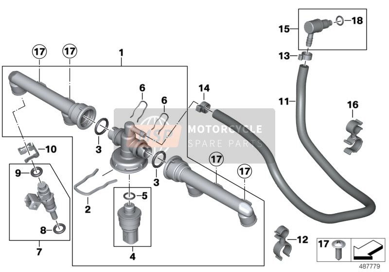 BMW K 1200 S (0581,0591) 2003 VALVES/PIPES OF FUEL INJECTION SYSTEM for a 2003 BMW K 1200 S (0581,0591)