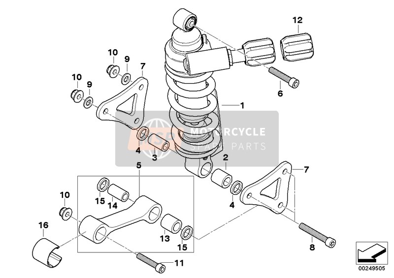 BMW K 1200 S (0581,0591) 2007 Jambe de suspension arrière pour un 2007 BMW K 1200 S (0581,0591)