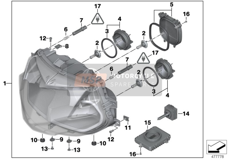 BMW K 1300 GT (0538,0539) 2009 XENON HEADLIGHT for a 2009 BMW K 1300 GT (0538,0539)