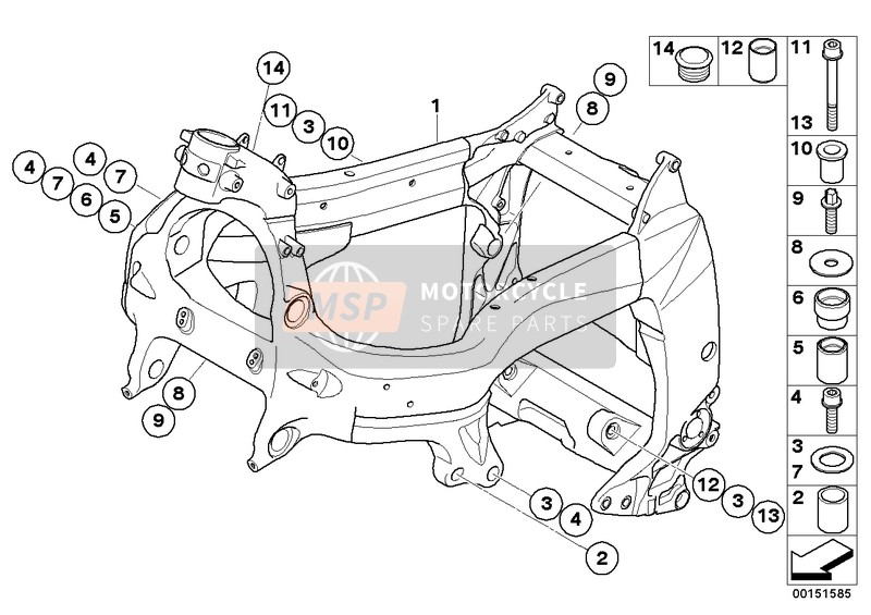 BMW K 1300 GT (0538,0539) 2010 Cadre principal pour un 2010 BMW K 1300 GT (0538,0539)