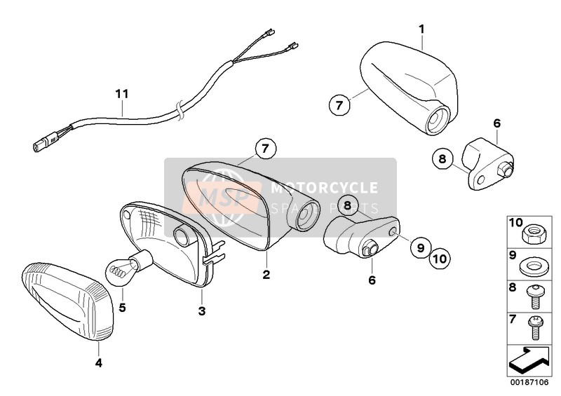 BMW K 1300 R (0518,0519) 2010 Blinkleuchten weiss für ein 2010 BMW K 1300 R (0518,0519)