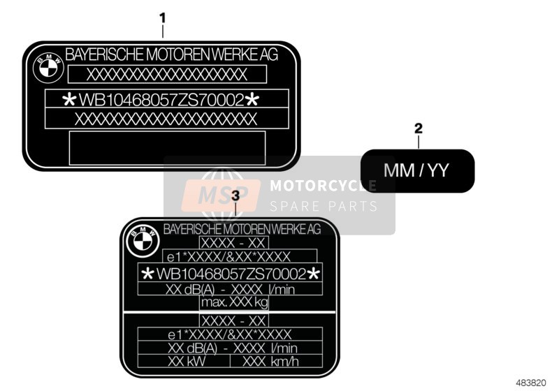 BMW K 1300 R (0518,0519) 2013 Plaque signalétique pour un 2013 BMW K 1300 R (0518,0519)