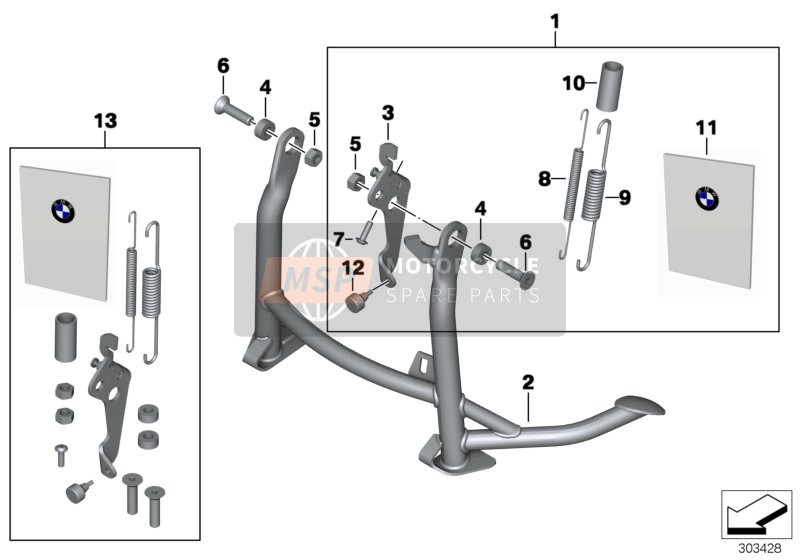 BMW K 1300 R (0518,0519) 2010 Middenstandaard 2 voor een 2010 BMW K 1300 R (0518,0519)