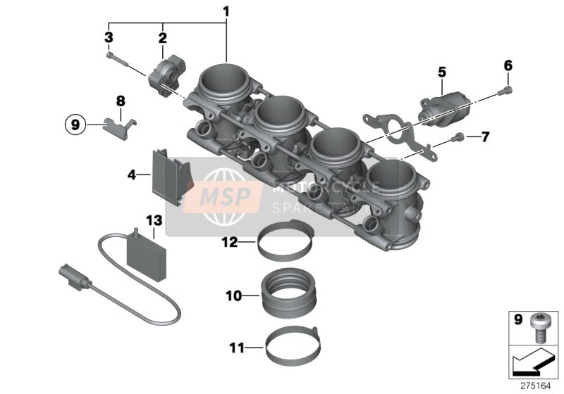BMW K 1300 R (0518,0519) 2014 Tubo de la válvula de estrangulación para un 2014 BMW K 1300 R (0518,0519)