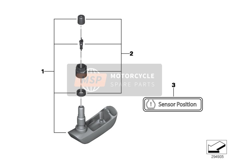 BMW K 1300 S (0508,0509) 2015 RDC-sensor Voor Achterwiel 2 voor een 2015 BMW K 1300 S (0508,0509)