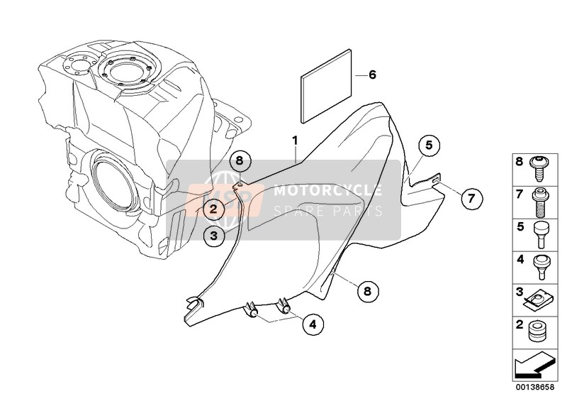 BMW K 1300 S (0508,0509) 2012 Habillage de réservoir pour un 2012 BMW K 1300 S (0508,0509)