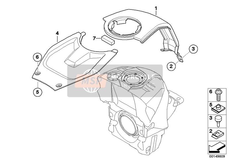 BMW K 1300 S (0508,0509) 2015 Abdeckung für den Tank, Mitte für ein 2015 BMW K 1300 S (0508,0509)