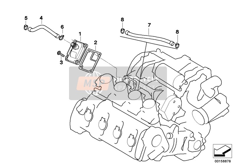 BMW K 1300 S (0508,0509) 2015 Ventilation de carter-moteur pour un 2015 BMW K 1300 S (0508,0509)