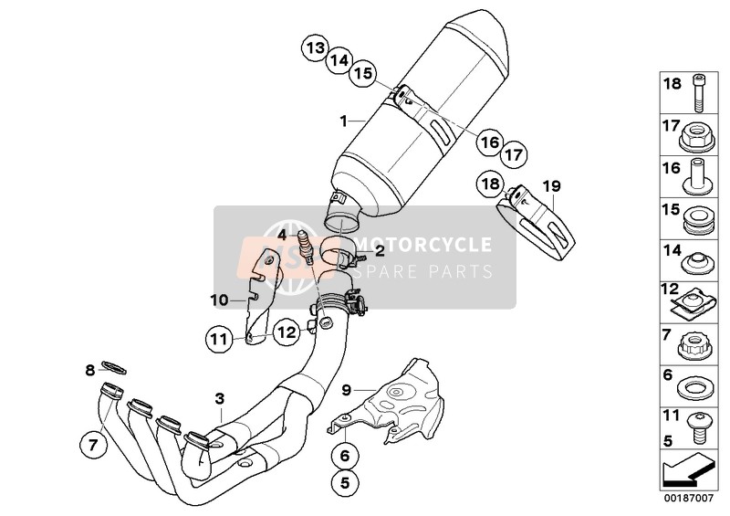 BMW K 1300 S (0508,0509) 2015 Exhaust System Parts with Mounts for a 2015 BMW K 1300 S (0508,0509)