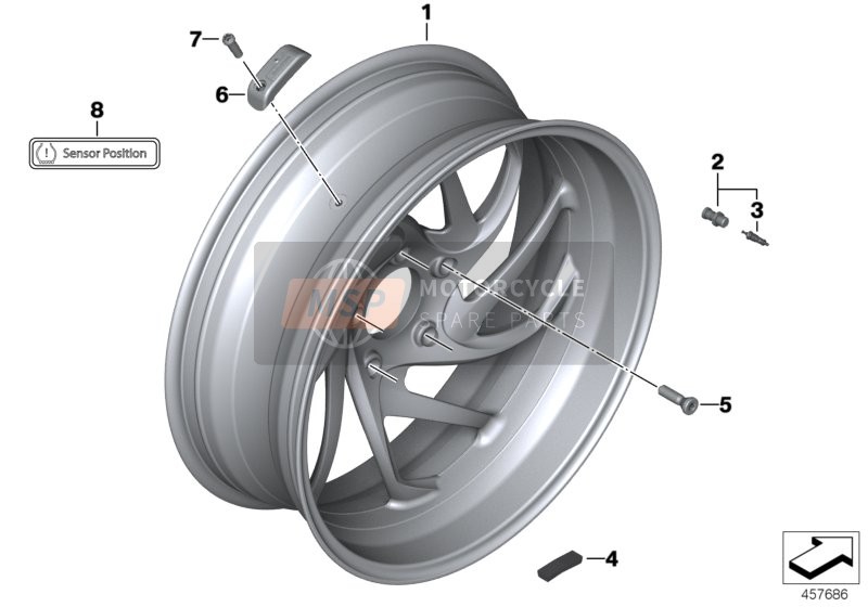 BMW K 1600 Bagger (0F51, 0F53) 2019 Gussrad, TPM, Hinten für ein 2019 BMW K 1600 Bagger (0F51, 0F53)