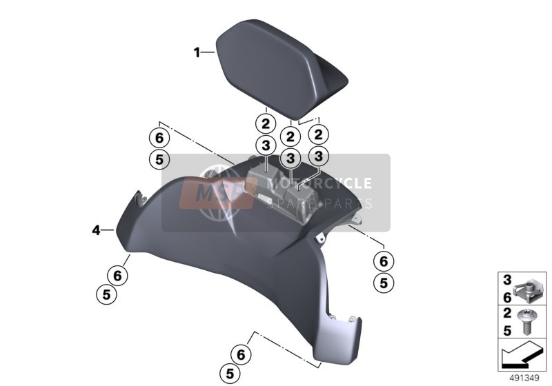 BMW K 1600 Bagger (0F51, 0F53) 2018 Rugkussen met leuning voor een 2018 BMW K 1600 Bagger (0F51, 0F53)