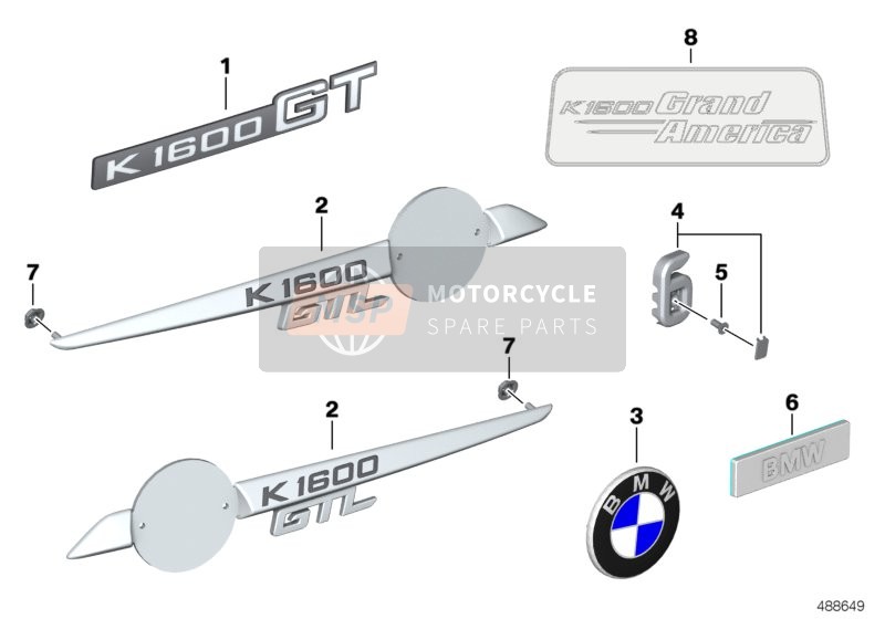 BMW K 1600 Bagger (0F51, 0F53) 2019 Étiquette pour un 2019 BMW K 1600 Bagger (0F51, 0F53)