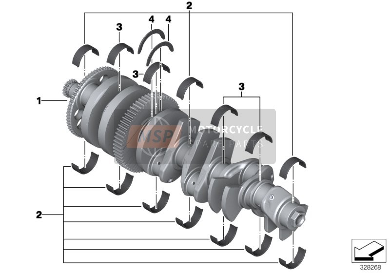 CRANKSHAFT WITH BEARING SHELLS