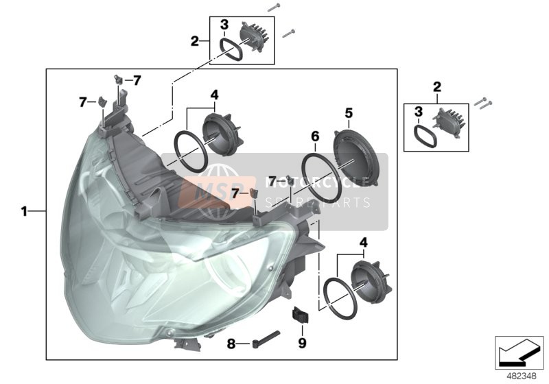 BMW K 1600 Bagger (0F51, 0F53) 2019 Projecteur Xenon pour un 2019 BMW K 1600 Bagger (0F51, 0F53)