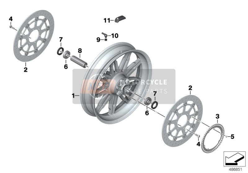 BMW K 1600 Bagger (0F51, 0F53) 2019 Ruota fucinata ant. per un 2019 BMW K 1600 Bagger (0F51, 0F53)