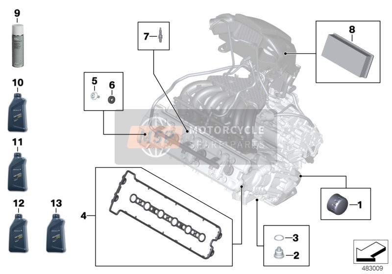 BMW K 1600 Bagger (0F51, 0F53) 2018 Motorolie / onderhoudsservice voor een 2018 BMW K 1600 Bagger (0F51, 0F53)