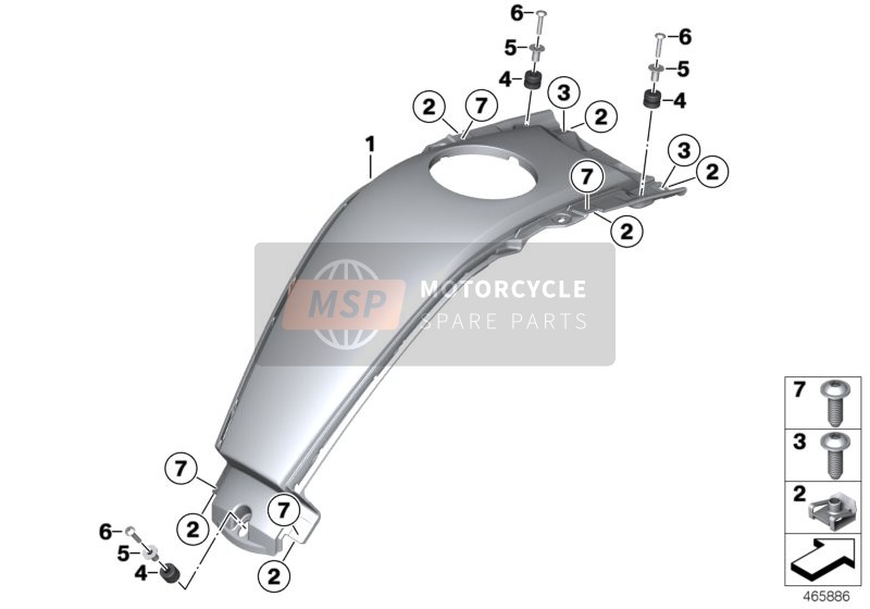 BMW K 1600 GT (0601,0611) 2012 Cubierta del tanque, central para un 2012 BMW K 1600 GT (0601,0611)