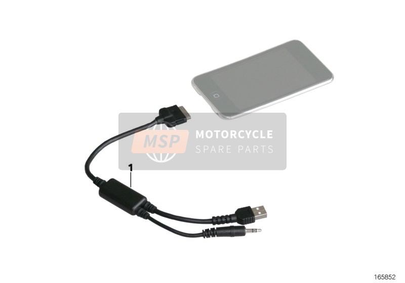 BMW K 1600 GT (0601,0611) 2010 Câble adaptateur pour Apple iPod pour un 2010 BMW K 1600 GT (0601,0611)