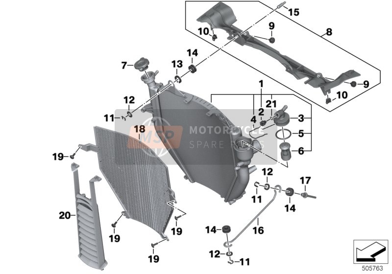 BMW K 1600 GT (0601,0611) 2012 Radiator voor een 2012 BMW K 1600 GT (0601,0611)