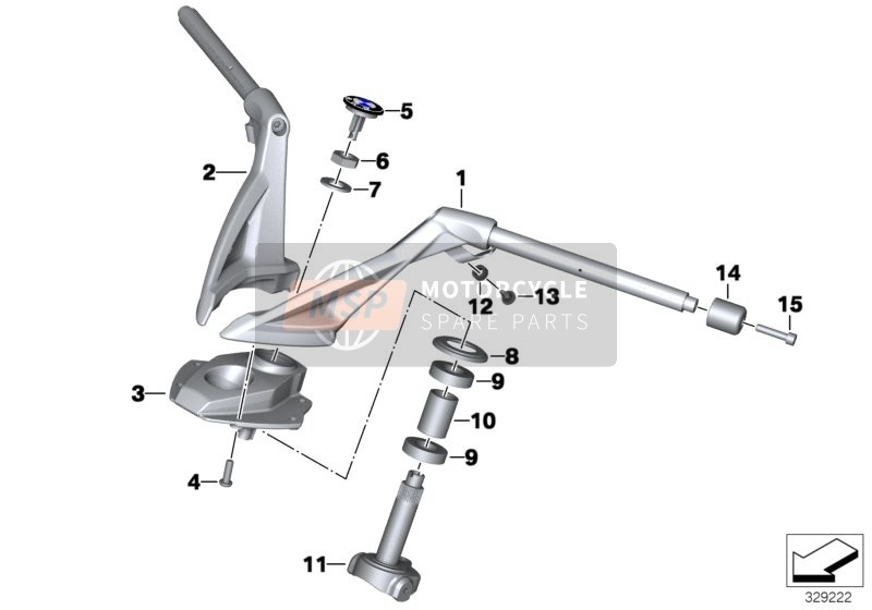 32717727330, Guidon Côté Droit, BMW, 0