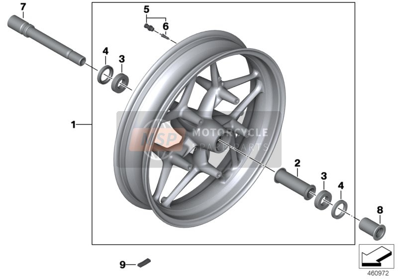 BMW K 1600 GT 17 (0F01, 0F11) 2018 Gietwiel voor voor een 2018 BMW K 1600 GT 17 (0F01, 0F11)