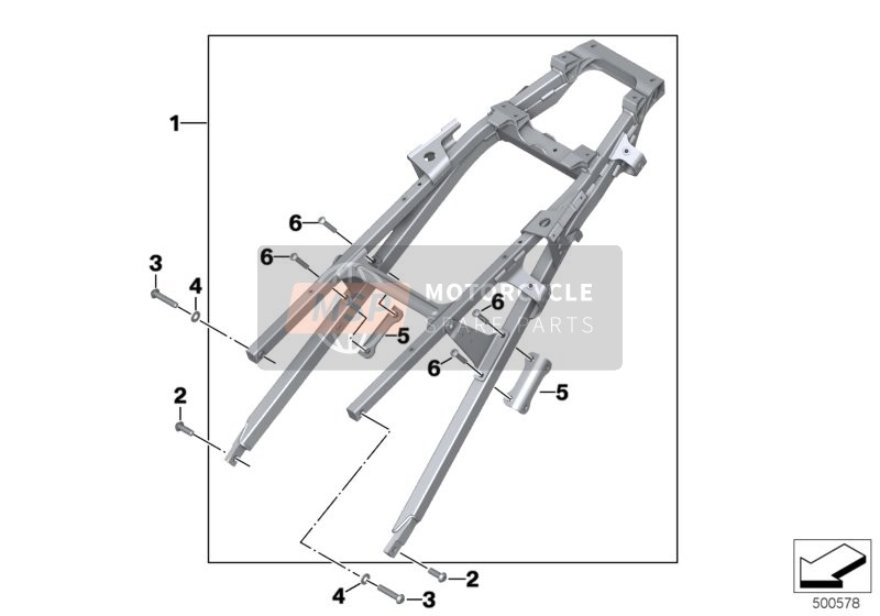 BMW K 1600 GT 17 (0F01, 0F11) 2015 Marco trasero para un 2015 BMW K 1600 GT 17 (0F01, 0F11)