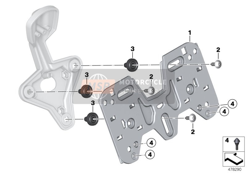 BMW K 1600 GT 17 (0F01, 0F11) 2015 Adattore di piastrina di targa 2 per un 2015 BMW K 1600 GT 17 (0F01, 0F11)