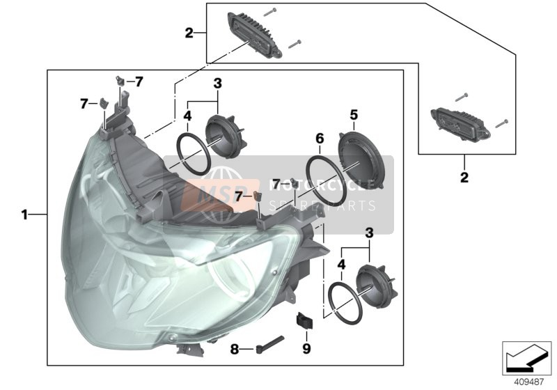 BMW K 1600 GT 17 (0F01, 0F11) 2017 Faro a xeno attivo per un 2017 BMW K 1600 GT 17 (0F01, 0F11)