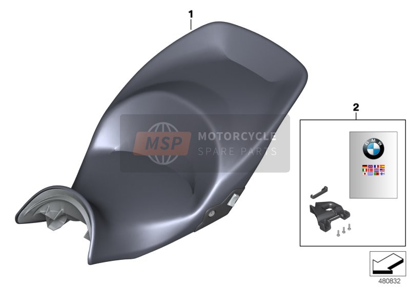 BMW K 1600 GT 17 (0F01, 0F11) 2015 Bench seat 2 for a 2015 BMW K 1600 GT 17 (0F01, 0F11)