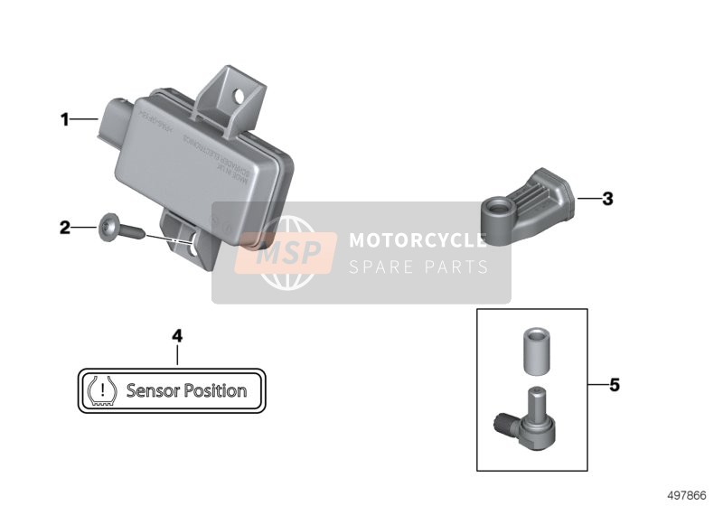 BMW K 1600 GT 17 (0F01, 0F11) 2019 Monitoraggio pressione pneumatici retrofit per un 2019 BMW K 1600 GT 17 (0F01, 0F11)