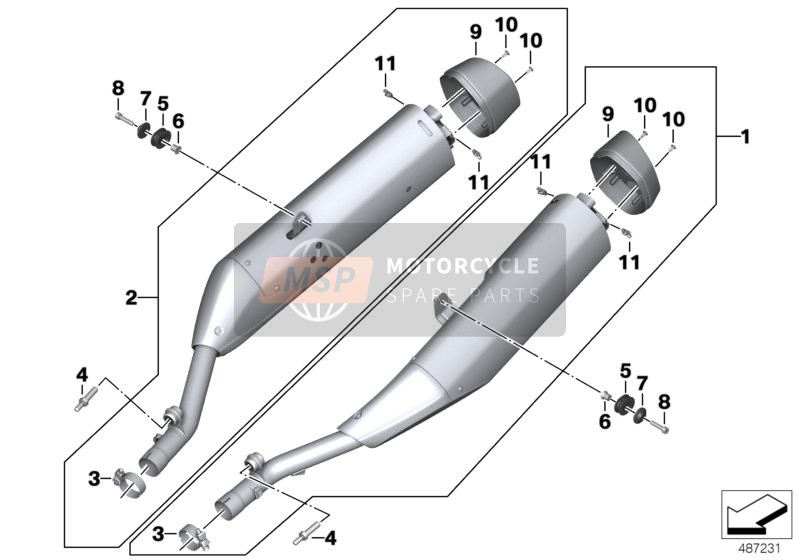 BMW K 1600 GT 17 (0F01, 0F11) 2017 Sist. silenziatore per un 2017 BMW K 1600 GT 17 (0F01, 0F11)