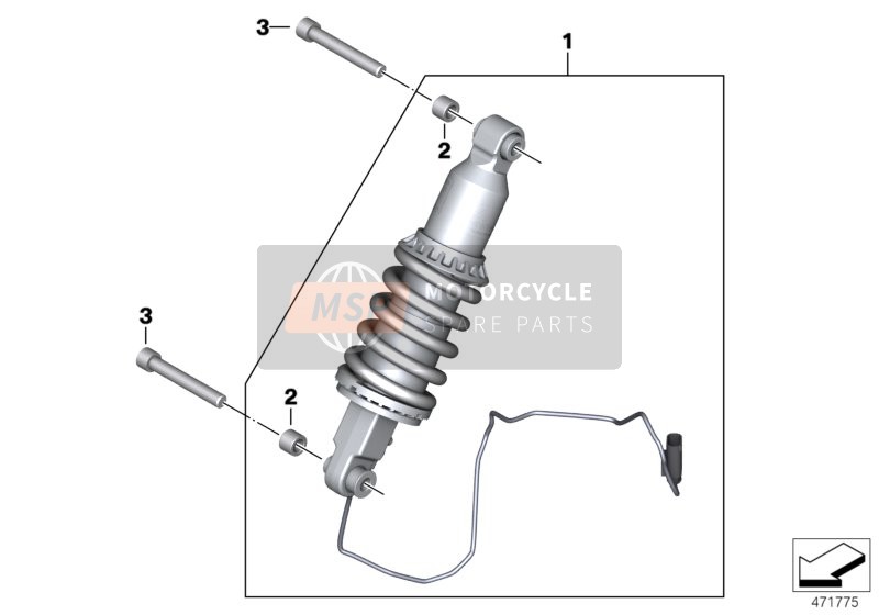 BMW K 1600 GT 17 (0F01, 0F11) 2017 Amortisseur à ressort, ESA, avant pour un 2017 BMW K 1600 GT 17 (0F01, 0F11)