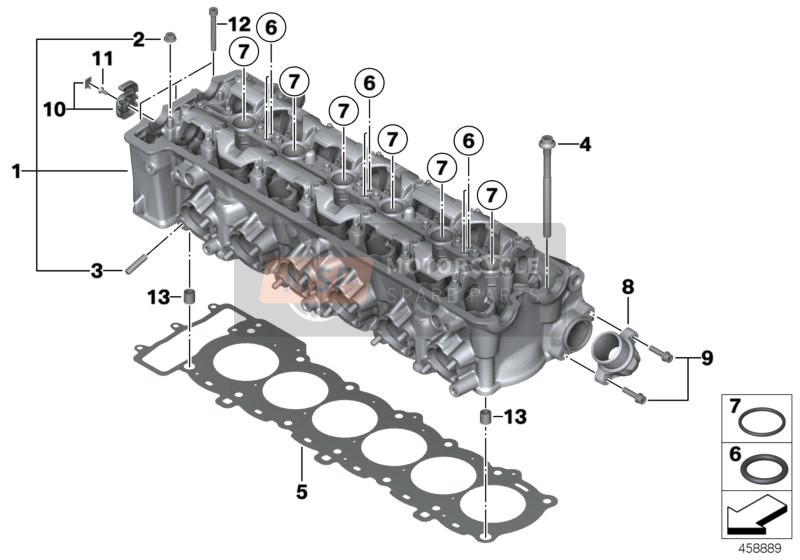 BMW K 1600 GTL (0602, 0612) 2014 CYLINDER HEAD/MOUNTING PARTS for a 2014 BMW K 1600 GTL (0602, 0612)